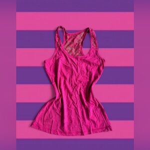 suzy shier hot pink lace back tank